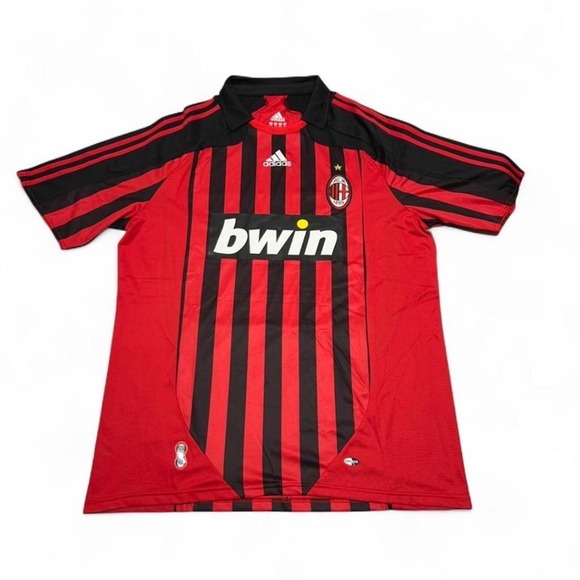adidas Other - Adidas AC Milan 2008-2009 Home Jersey Bwin Red Black Mens 2XL ClimaCool